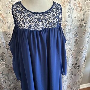 Elegant Blue Lace Women's Top